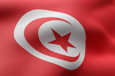 Dokulu bir Tunus bayrağının 3D canlandırması.