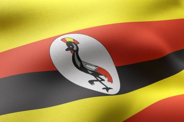 Dokulu bir Uganda bayrağının 3D canlandırması.