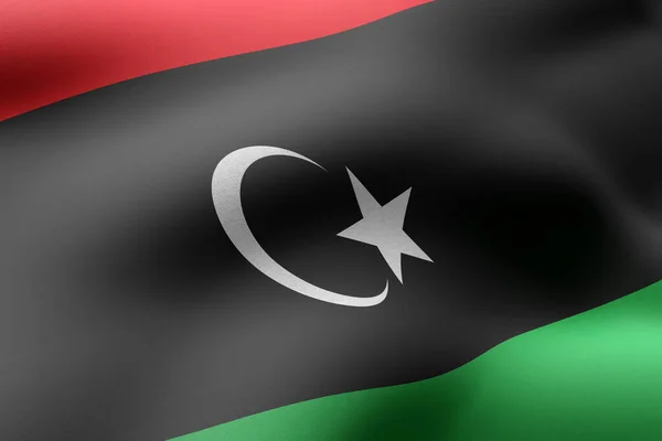 Darstellung Einer Texturierten Libyschen Nationalflagge — Stockfoto