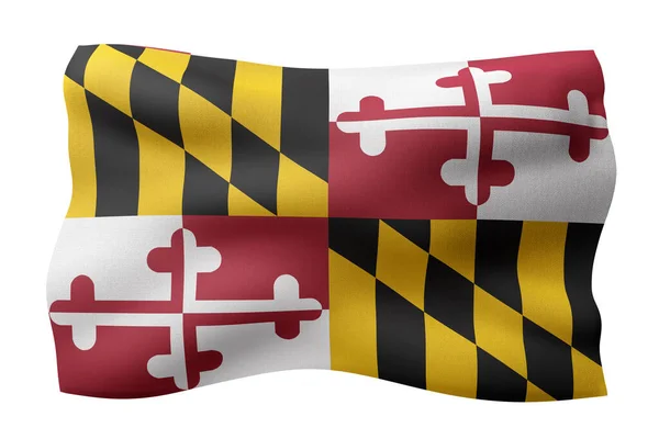 Vykreslení Detailní Texturované Maryland Usa State Flag Bílém Pozadí — Stock fotografie