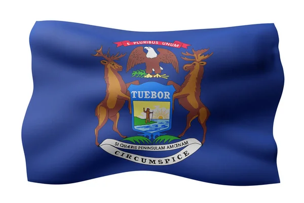 Rendu Drapeau État Michigan États Unis Détaillé Texturé Sur Fond — Photo