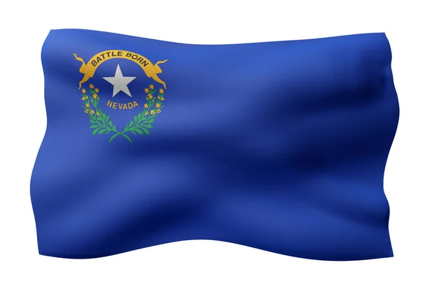 Vykreslení Detailní Texturované Nevada Usa State Flag Bílém Pozadí — Stock fotografie
