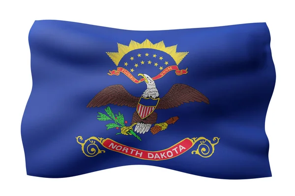 Vykreslení Detailní Texturované Severní Dakota Usa State Flag Bílém Pozadí — Stock fotografie