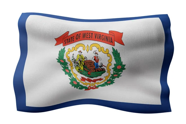 Renderização Uma Bandeira Detalhada Texturizada West Virginia Usa State Fundo — Fotografia de Stock