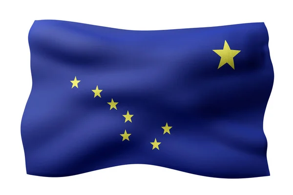 Rendering Detailed Textured Alaska Usa State Flag White Background — Stock Photo, Image