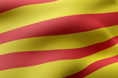 İpeksi bir Katalonya İspanyol Topluluğu bayrağının 3D canlandırması.