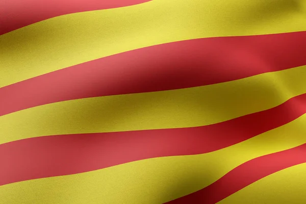 Απόδοση Μεταξωτής Ισπανικής Κοινοτικής Σημαίας Καταλονίας — Φωτογραφία Αρχείου