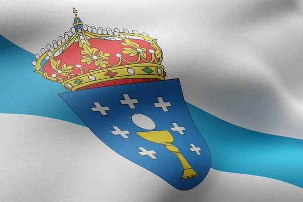 Renderização Uma Bandeira Comunidade Espanhola Galiza Seda — Fotografia de Stock