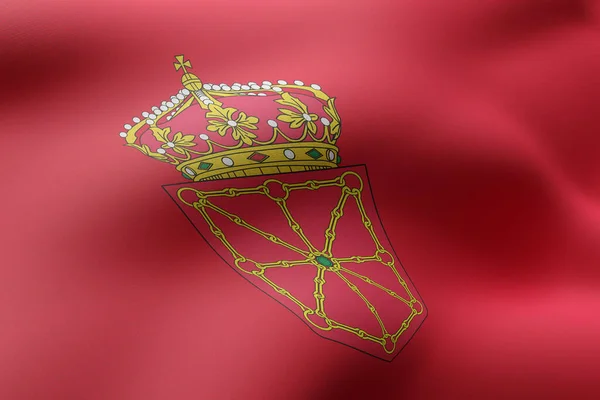 Rendering Silked Navarra Spanish Community Flag — Stock Photo, Image