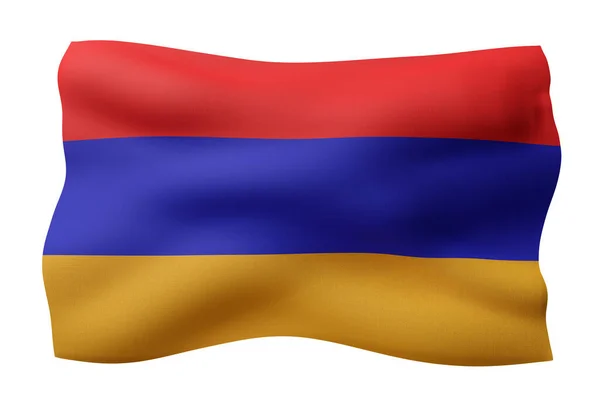 Representación Detalle Una Bandera Armenia Sedada Sobre Fondo Blanco — Foto de Stock