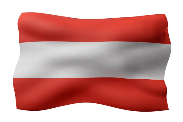 Renderowanie Detalu Jedwabnej Flagi Austrii Białym Tle — Zdjęcie stockowe