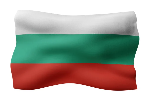 Рендеринг Деталей Шелкового Флага Болгарии Белом Фоне — стоковое фото