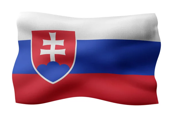 三维渲染白底上的斯洛伐克丝绸国旗的细节 — 图库照片
