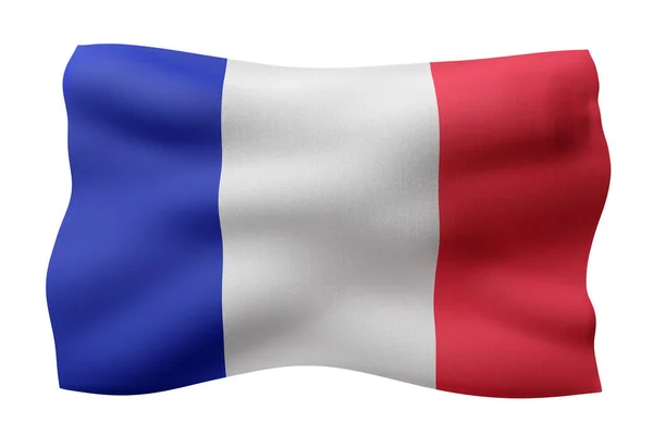 Representación Detalle Una Bandera Francia Sedosa Sobre Fondo Blanco — Foto de Stock