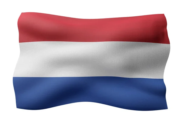 Rendu Détail Drapeau Hollandais Soie Sur Fond Blanc — Photo