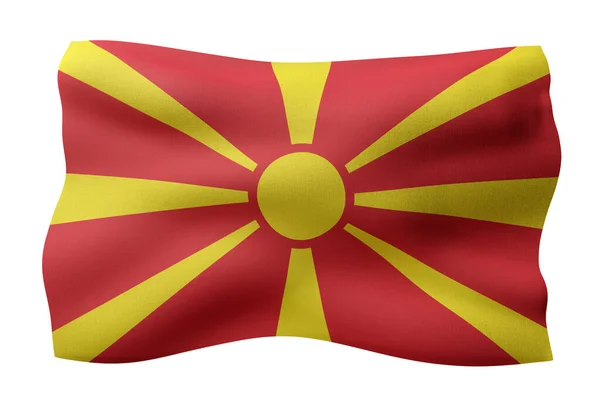 Rendering Detail Silked Macedonia Flag White Background — Stock Photo, Image