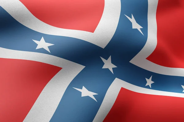 Rendering Rebel Confederated America Flag Waving — Stock Photo, Image