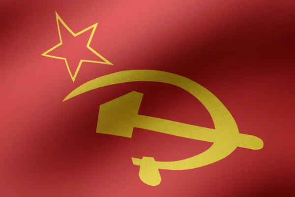 Rendering Communist Ussr Flag Waving — Stock Photo, Image