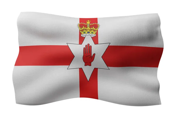 Απόδοση Κυματιστή Υφής Σημαία Βόρειας Ιρλανδίας Που Απομονώνεται Λευκό Φόντο — Φωτογραφία Αρχείου