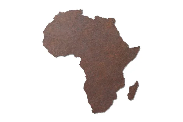 Weergave Van Een Getextureerde Afrika Kaart Geïsoleerd Witte Achtergrond — Stockfoto