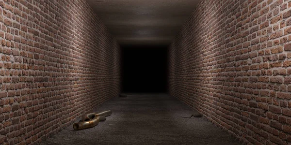 Eski Derin Bir Tuğla Tünelin Görüntüsü — Stok fotoğraf