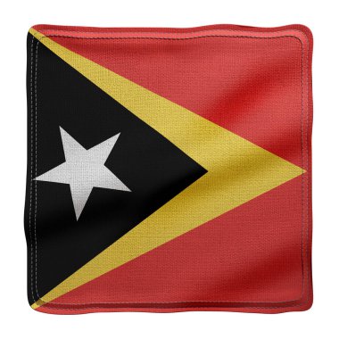 Beyaz arkaplanda izole edilmiş ipekli bir Timor-Leste bayrağının 3d görüntülemesi.