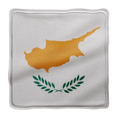 Beyaz arka planda izole edilmiş desenli ulusal Kıbrıs bayrağının 3D görüntülenmesi.
