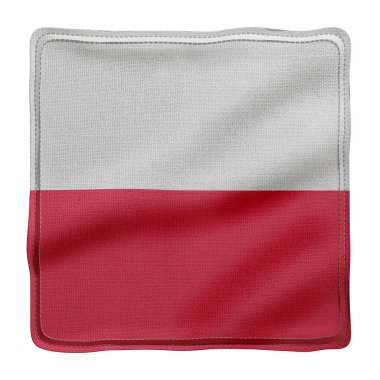 Beyaz arka planda izole edilmiş desenli ulusal Polonya bayrağının 3D görüntülenmesi.