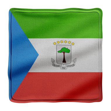 Beyaz arkaplanda izole edilmiş desenli ulusal Ekvator Gine bayrağının 3D görüntülenmesi.