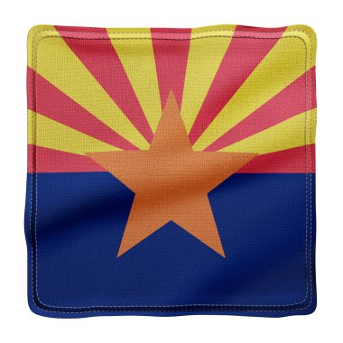 Beyaz arka planda detaylı ve desenli Arizona ABD bayrağının 3D çizimi