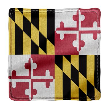 Beyaz arka planda detaylı ve desenli Maryland ABD bayrağının 3D çizimi