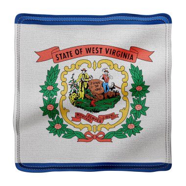 Beyaz arka planda Batı Virginia ABD bayrağının detaylı ve desenli 3D çizimi