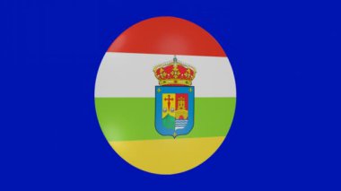 Bir La Rioja İspanyol Topluluğu bayrak simgesinin krom arka planda kendi üzerinde dönen 3D canlandırması