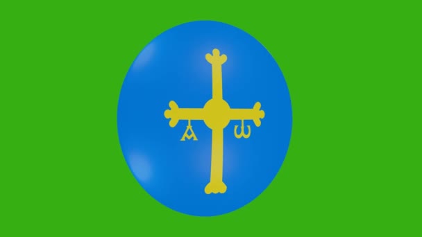 Vykreslení Ikony Vlajky Španělského Společenství Asturie Která Otáčí Pozadí Chromy — Stock video