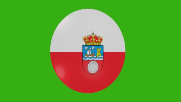 カンタブリアスペイン語コミュニティの旗アイコンの3Dレンダリングは クロマの背景で自分自身で回転します — ストック動画