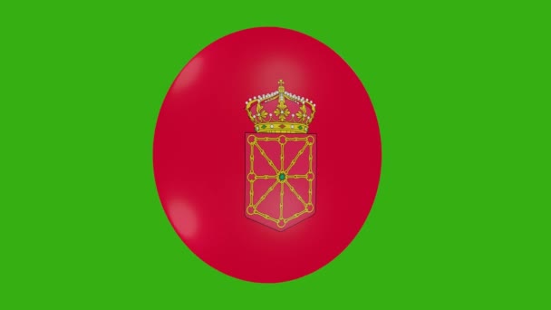 Рендеринг Иконки Флага Испанского Сообщества Navarra Вращающейся Фоне Хромы — стоковое видео