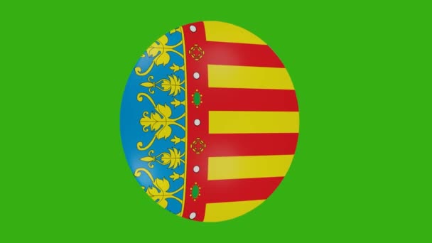 Bir Valencia Topluluğu Spanyol Topluluğu Bayrak Simgesinin Krom Arkaplan Üzerinde — Stok video