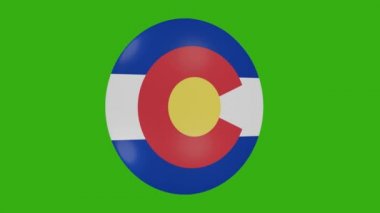 Colorado eyaleti bayrak simgesinin krom zemin üzerinde dönen 3D görüntüsü