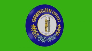 Kentucky eyaleti bayrak simgesinin krom arka planda kendi üzerinde dönen 3D görüntüsü