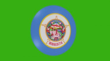 Bir Minnesota ABD bayrak simgesinin krom arka planda kendi üzerinde dönen 3D görüntülemesi