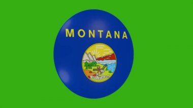 Montana eyaleti bayrak simgesinin krom zemin üzerinde dönen 3D görüntüsü