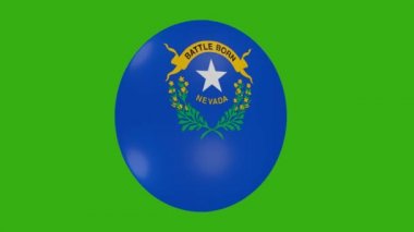 Nevada eyaleti bayrak simgesinin krom zemin üzerinde dönen 3D görüntüsü