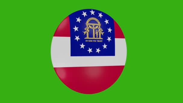 Rendering Georgia Usa State Flag Icon Rotating Itself Chroma Background — Stock Video