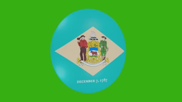 Απόδοση Ενός Εικονιδίου Σημαία Delaware Ηπα Μέλος Περιστρέφεται Ένα Φόντο — Αρχείο Βίντεο