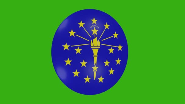 Rendering Indiana Usa State Flag Icon Rotating Itself Chroma Background — Stock Video