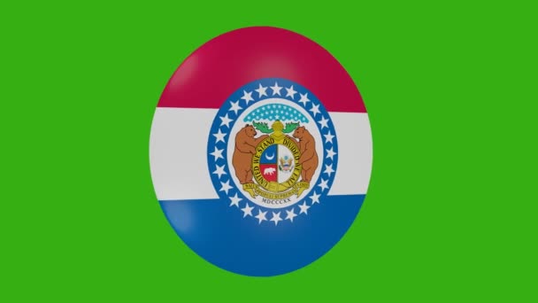 Rendering Missouri Usa State Flag Icon Rotating Itself Chroma Background — Stock Video