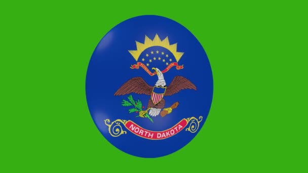 Rendering North Dakota Usa State Flag Icon Rotating Itself Chroma — Stock Video