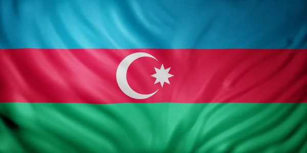 Renderowanie Detalu Jedwabnej Bandery Azerbejdżanu — Zdjęcie stockowe