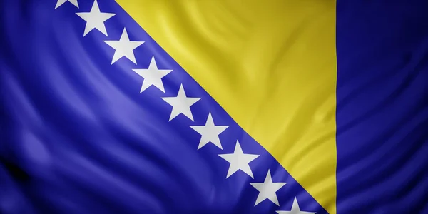 Representación Detalle Una Bandera Bosnia Herzegovina Sedada —  Fotos de Stock