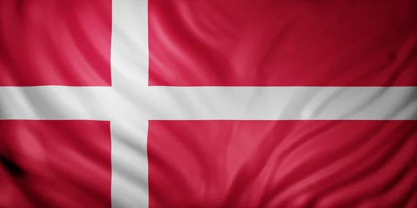 Vykreslení Detailu Hedvábné Dánské Vlajky — Stock fotografie
